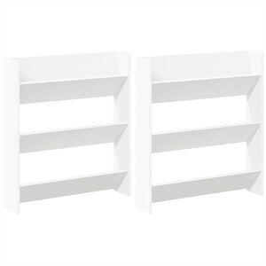 vidaXL Armoires &agrave; chaussures murales 2 pcs Blanc 80x18x90 cm Agglom&eacute;r&eacute;