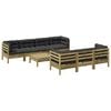 vidaXL Salon de jardin 8 pcs avec coussins bois de pin impr&eacute;gn&eacute;