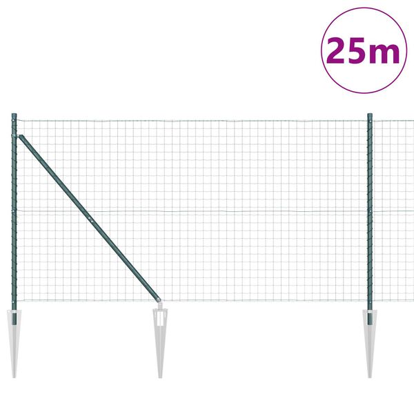 vidaXL Cl&ocirc;ture avec poteau Vert 1 x 25 m Acier et PVC