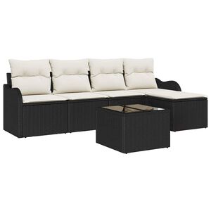 vidaXL Ensemble de canap&eacute; de jardin 6 pcs Noir polyrotin