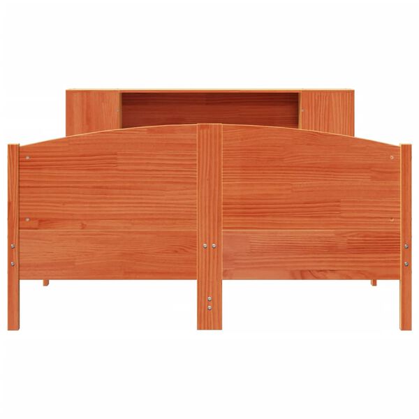 vidaXL Lit biblioth&egrave;que sans matelas cire marron 160x200 cm pin massif