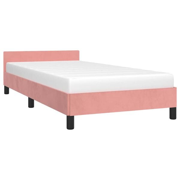vidaXL Cadre de lit et tête de lit sans matelas rose 100x200cm velours
