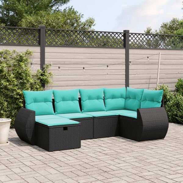 vidaXL Salon de jardin avec coussins 7 pcs gris r&eacute;sine tress&eacute;e