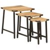 vidaXL Tables basses gigognes 3 pcs bois massif de manguier et fer