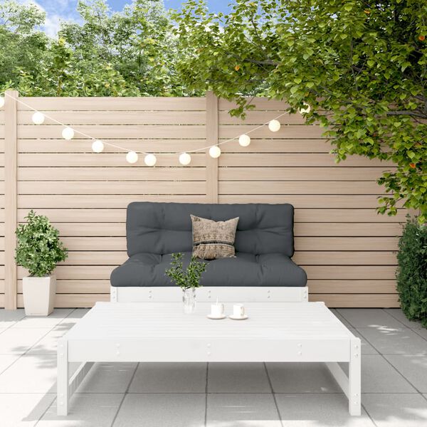 vidaXL Salon de jardin 2 pcs avec coussins blanc bois massif