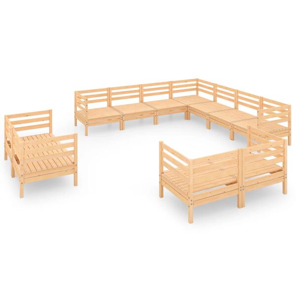 vidaXL Salon de jardin 11 pcs Bois de pin massif