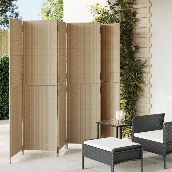 vidaXL Cloison de s&eacute;paration 6 panneaux beige r&eacute;sine tress&eacute;e