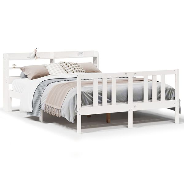 vidaXL Cadre de lit avec t&ecirc;te de lit sans matelas blanc 160x200 cm