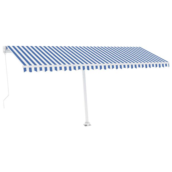 vidaXL Auvent manuel r&eacute;tractable avec LED 500x300 cm Bleu et blanc