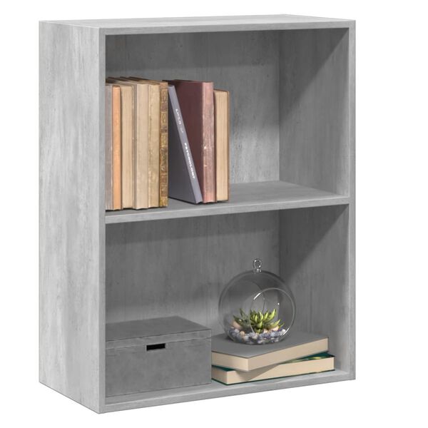 vidaXL Biblioth&egrave;que &agrave; 2 niveaux gris b&eacute;ton bois d'ing&eacute;nierie