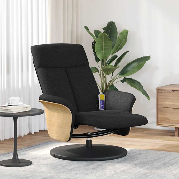 vidaXL Fauteuil inclinable de massage avec repose-pieds noir tissu
