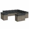 vidaXL Salon de jardin avec coussins 13 pcs gris r&eacute;sine tress&eacute;e