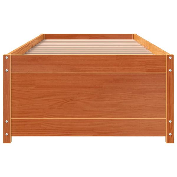 vidaXL Lit de jour sans matelas cire marron 90x200 cm bois pin massif