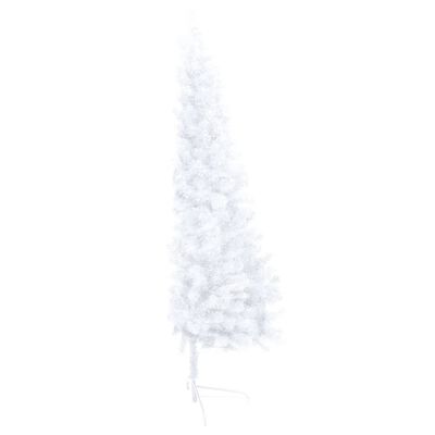vidaXL Sapin de Noël artificiel pré-éclairé moitié/support blanc 210cm