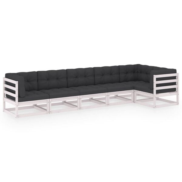 vidaXL Salon de jardin 6 pcs avec coussins Bois de pin massif