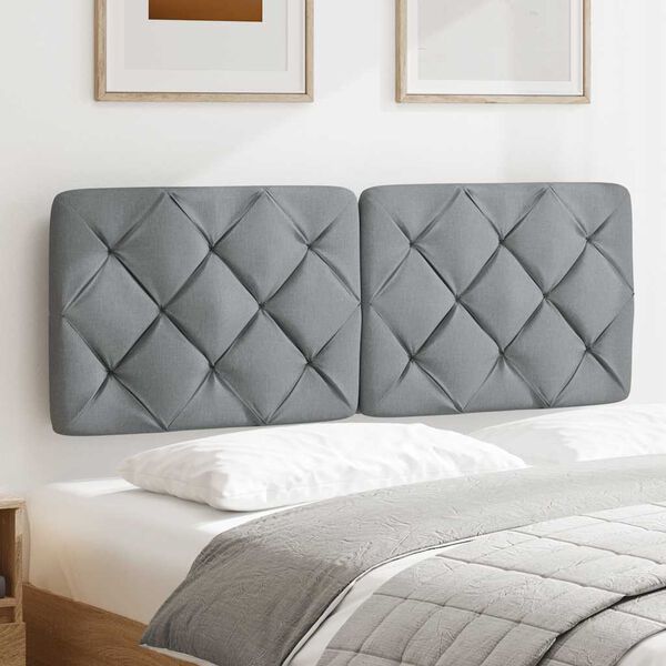 vidaXL Coussin de t&ecirc;te de lit gris clair 140 cm tissu