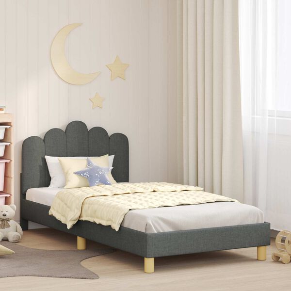 vidaXL Cadre de lit pour enfants avec t&ecirc;te de lit Gris fonc&eacute;