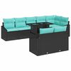 vidaXL Ensemble de canap&eacute; de jardin 9 pc Noir et Bleu polyrotin