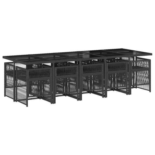 vidaXL Ensemble &agrave; manger de jardin 11 pcs coussins noir r&eacute;sine tress&eacute;e