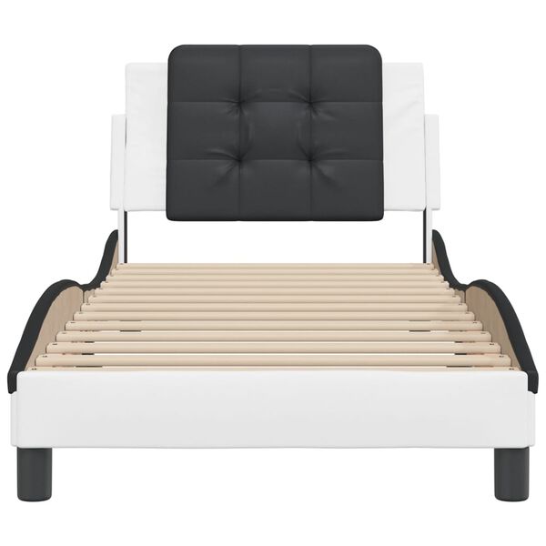 vidaXL Cadre de lit sans matelas Zadar blanc et noir 90x190 cm similicuir