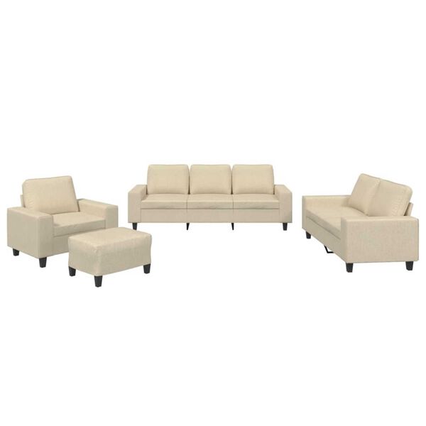 vidaXL Ensemble de canap&eacute;s 4 pcs cr&egrave;me tissu