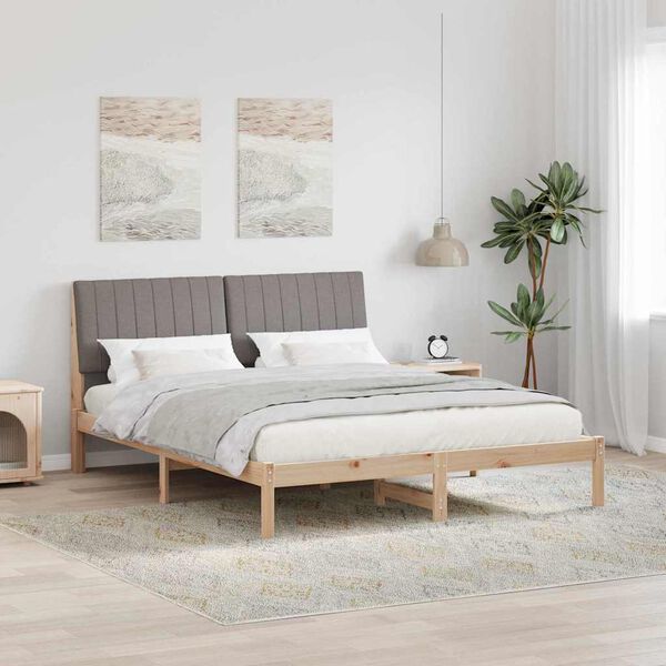 vidaXL Cadre de lit avec t&ecirc;te de lit Marron 150 x 200 cm Pin massif