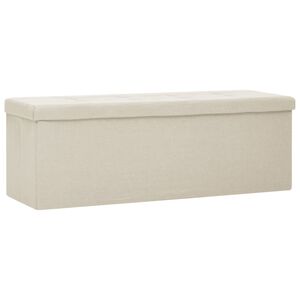 vidaXL Banc de rangement pliable Blanc cr&egrave;me Faux lin