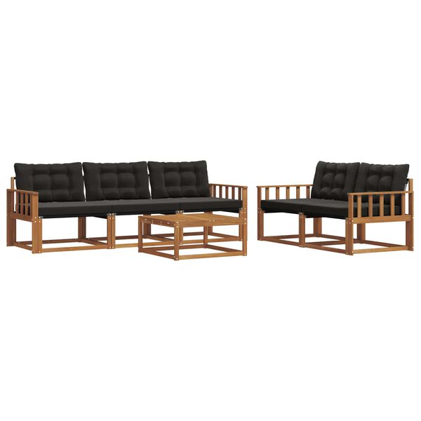 vidaXL Ensemble de canap&eacute;s d'ext&eacute;rieur 6 pcs Naturel et Noir