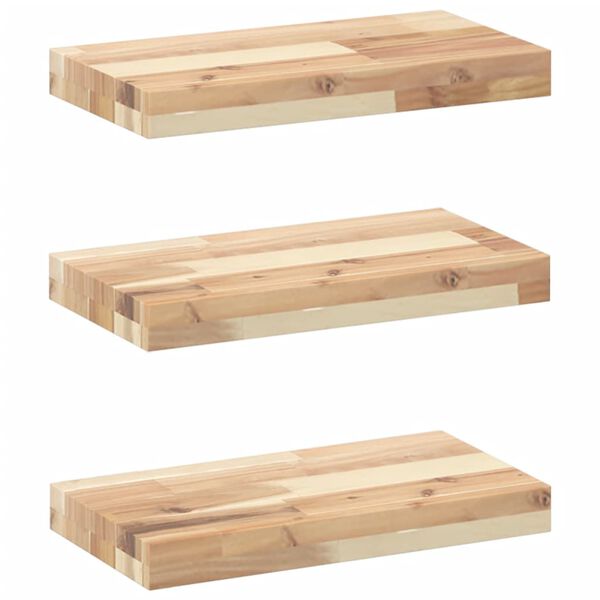 vidaXL &Eacute;tag&egrave;res flottantes 3 pcs 40x20x4 cm acacia massif non trait&eacute;