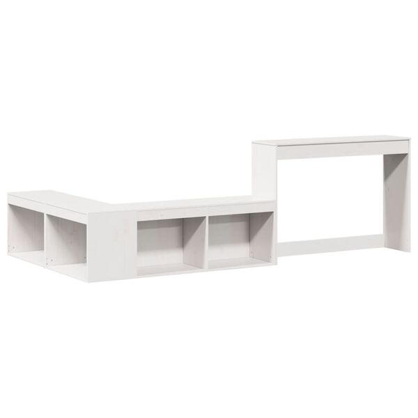 vidaXL Table de chevet avec bureau blanc bois de pin massif