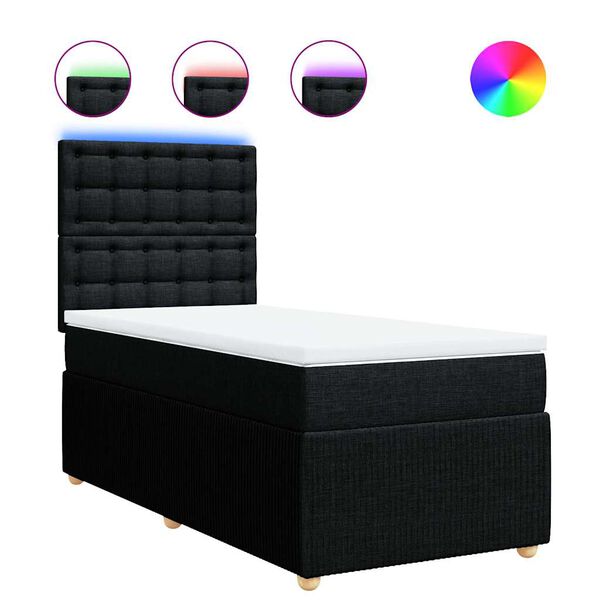 vidaXL Sommier &agrave; lattes de lit avec matelas Noir 100x200 cm Tissu