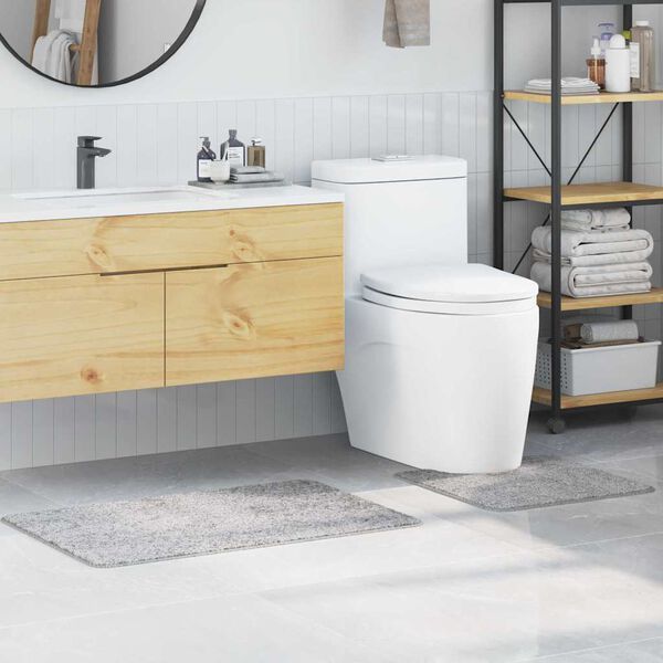 vidaXL Ensemble de tapis de bain antid&eacute;rapants 2 pcs Gris PP