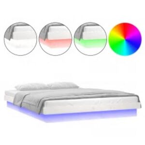 vidaXL Cadre de lit &agrave; LED sans matelas blanc 160x200 cm bois massif