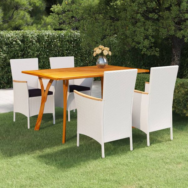 vidaXL Ensemble &agrave; manger de jardin 5 pcs Blanc