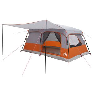 vidaXL Tente familiale 14 personne Gris et orange Polyester et Acier