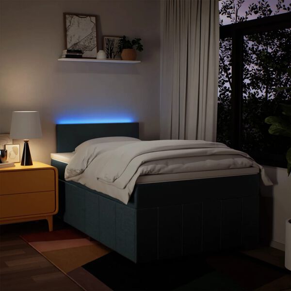 vidaXL Sommier &agrave; lattes de lit avec matelas bleu 120x190 cm tissu