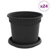 vidaXL Pots de plantes 24 pc Noir Plastique