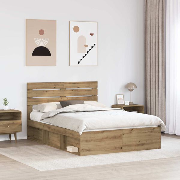 vidaXL Cadre de lit Ch&ecirc;ne artisan 140 x 200 cm Pin massif