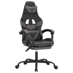 vidaXL Chaise de jeu avec repose-pied Noir et gris Similicuir