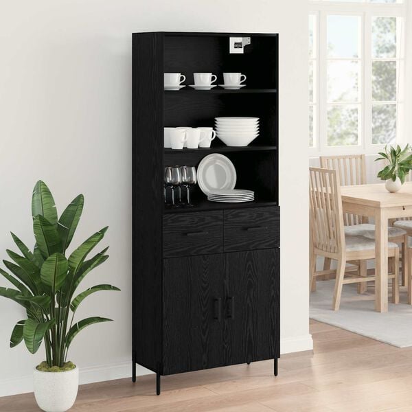 vidaXL Haut Armoire Chêne noir 69,5 x 34 x 180 cm Bois d'ingénierie