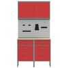 vidaXL Placard de travail 5 pcs Rouge Bois d'ing&eacute;nierie et acier