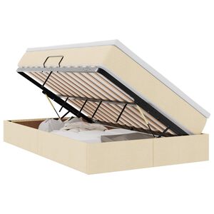vidaXL Lit avec rangement et matelas Cr&egrave;me 120 x 200 cm Polyester