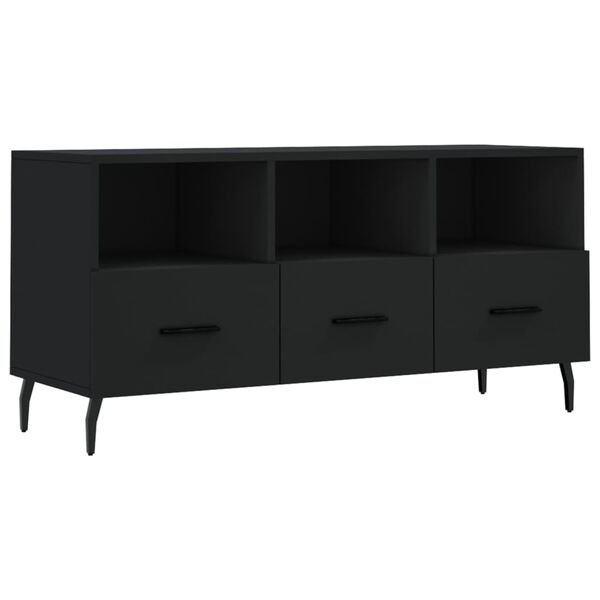 vidaXL Meuble TV noir 102x36x50 cm bois d'ing&eacute;nierie