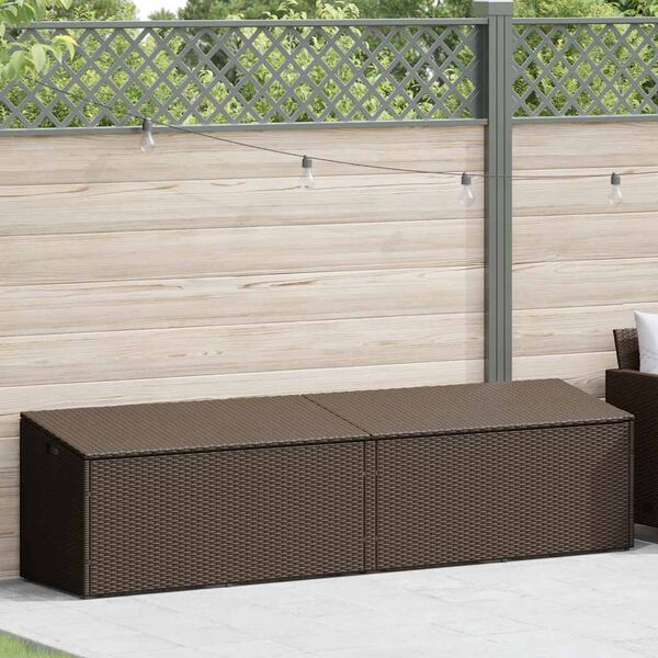 vidaXL Bo&icirc;te de rangement de jardin marron 220x50x58 cm r&eacute;sine tress&eacute;e