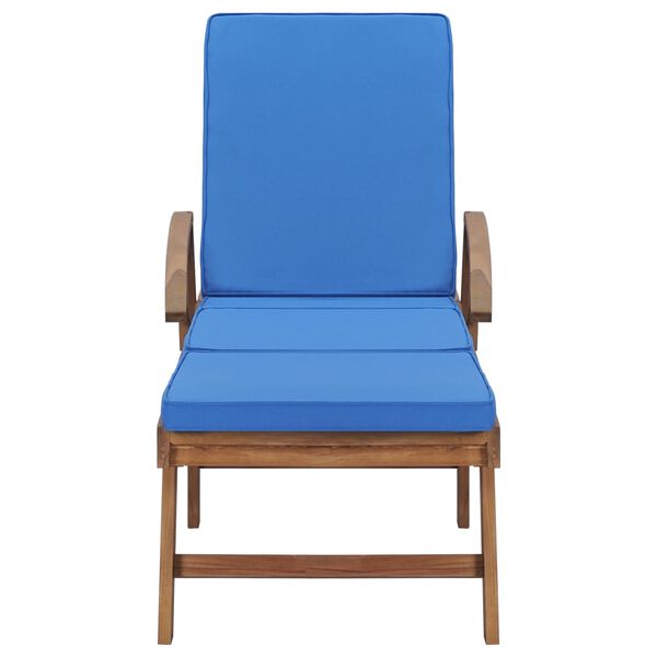 vidaXL Chaises longues avec coussins 2 pcs Bois de teck solide Bleu