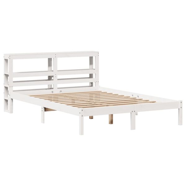 vidaXL Cadre de lit sans matelas blanc 135x190 cm bois de pin massif