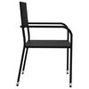 vidaXL Ensemble &agrave; manger de jardin 3 pcs noir r&eacute;sine tress&eacute;e et acier