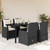 vidaXL Ensemble &agrave; manger de jardin coussins 5pcs Noir R&eacute;sine tress&eacute;e