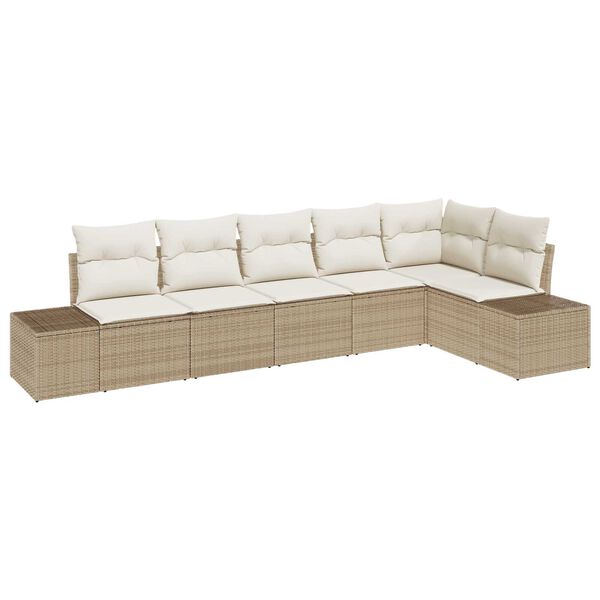 vidaXL Ensemble de canap&eacute; de jardin 6 pcs Beige et cr&egrave;me polyrotin