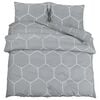 vidaXL Ensemble de housse de couette gris et blanc 220x240 cm coton